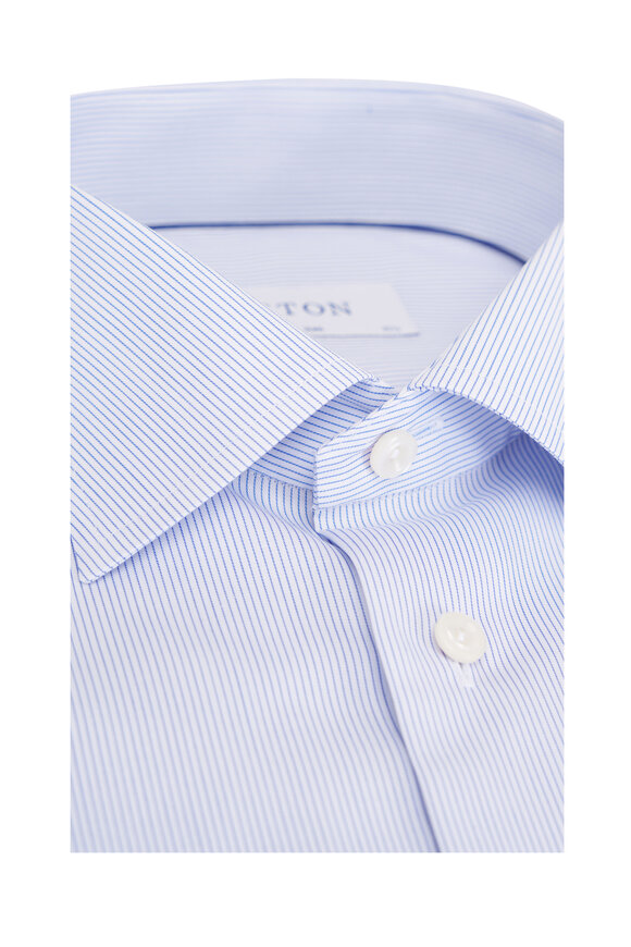 Eton Blue Double Stripe Cotton Dress Shirt - view 2