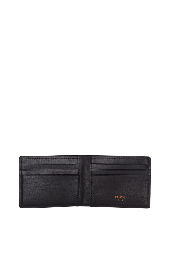 Bosca - Black Leather Small Bifold Wallet