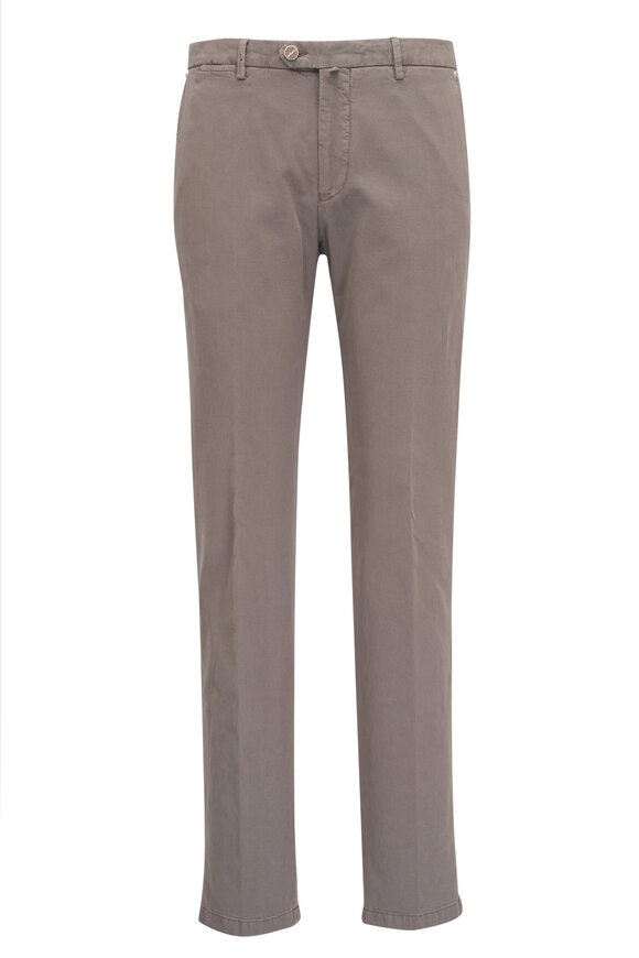 Kiton Taupe Stretch Cotton Chino 