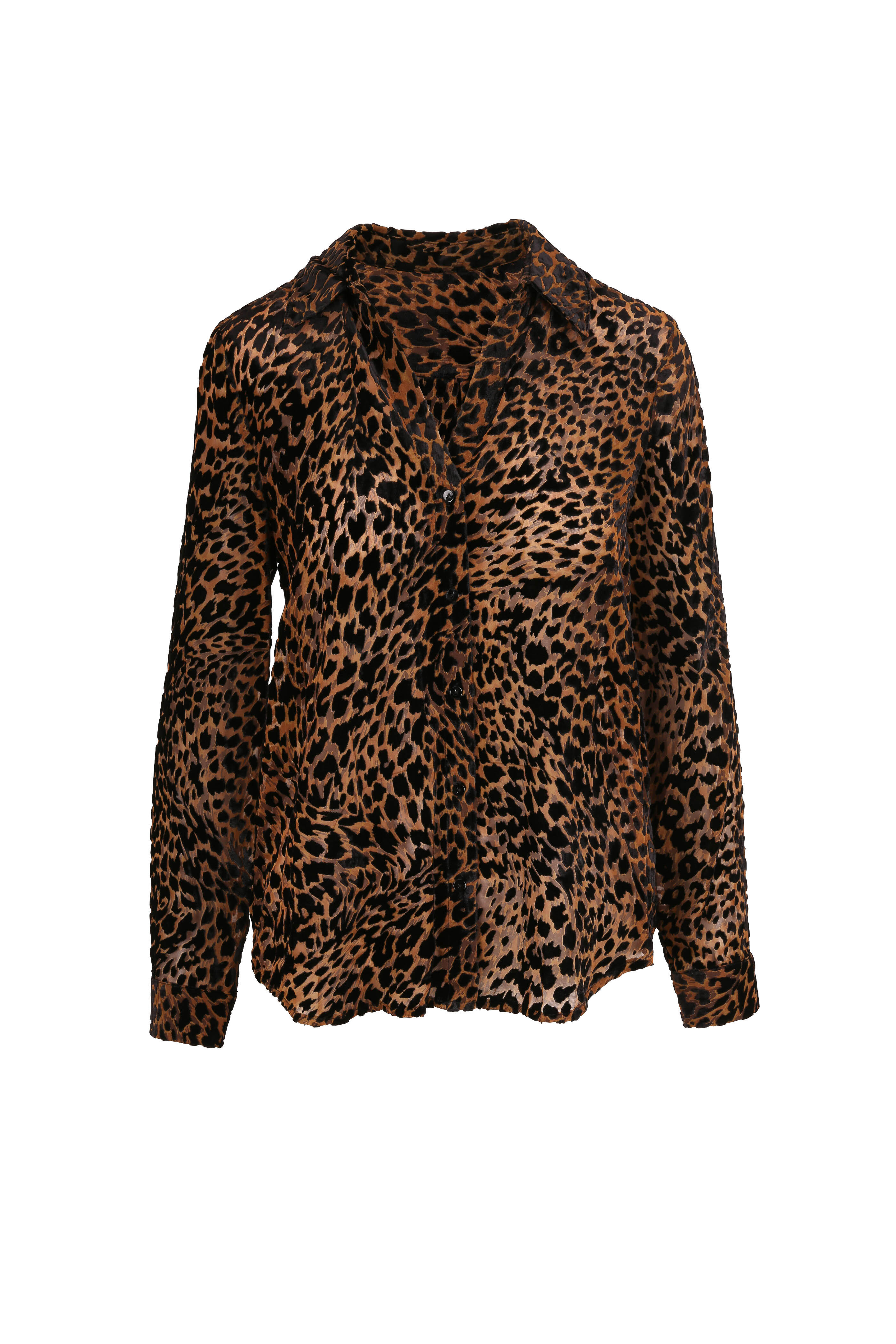 L'Agence - Nina Black & Brown Animal Print Burnout Blouse