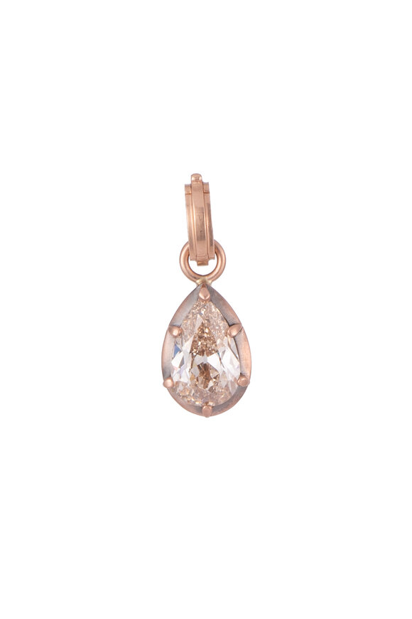 Sylva & Cie 14k Rose Gold Light Brown Pear Diamond Pendant