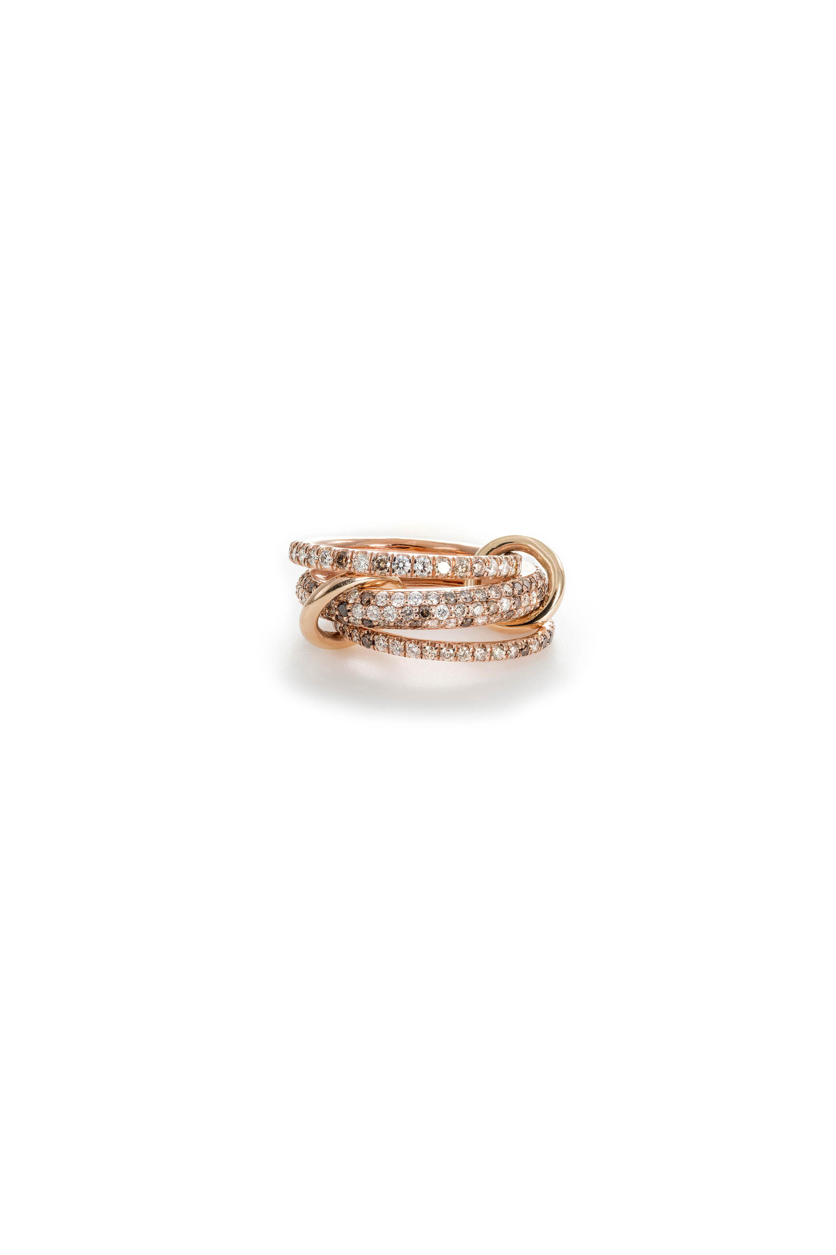 Spinelli Kilcollin - 18K Rose Gold Diamond Three Link Ring