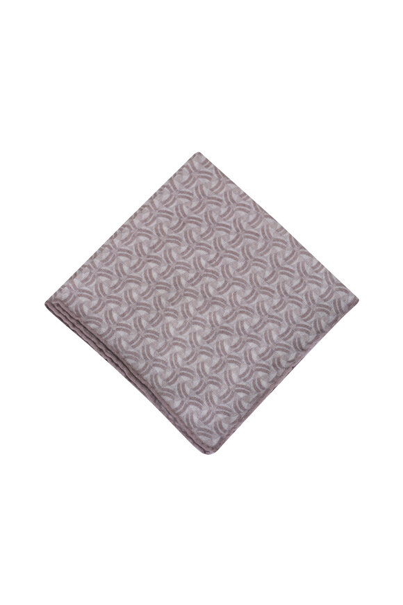 Paolo Albizzati Taupe Geometic Pocket Square - view 1