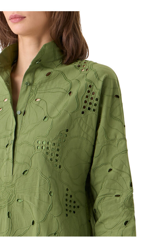 Akris Punto Green Tea Embroidered Eyelet Mini Dress - view 5