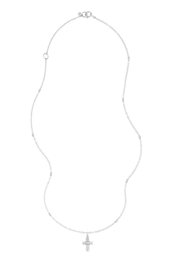 Nam Cho 18k White Diamond Cross Pendant Necklace - view 1