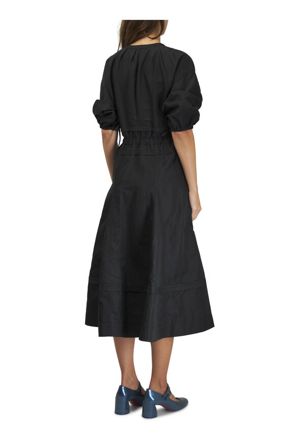 3.1 Phillip Lim - Cinched Sleeve V-Neck Black Belted Dress