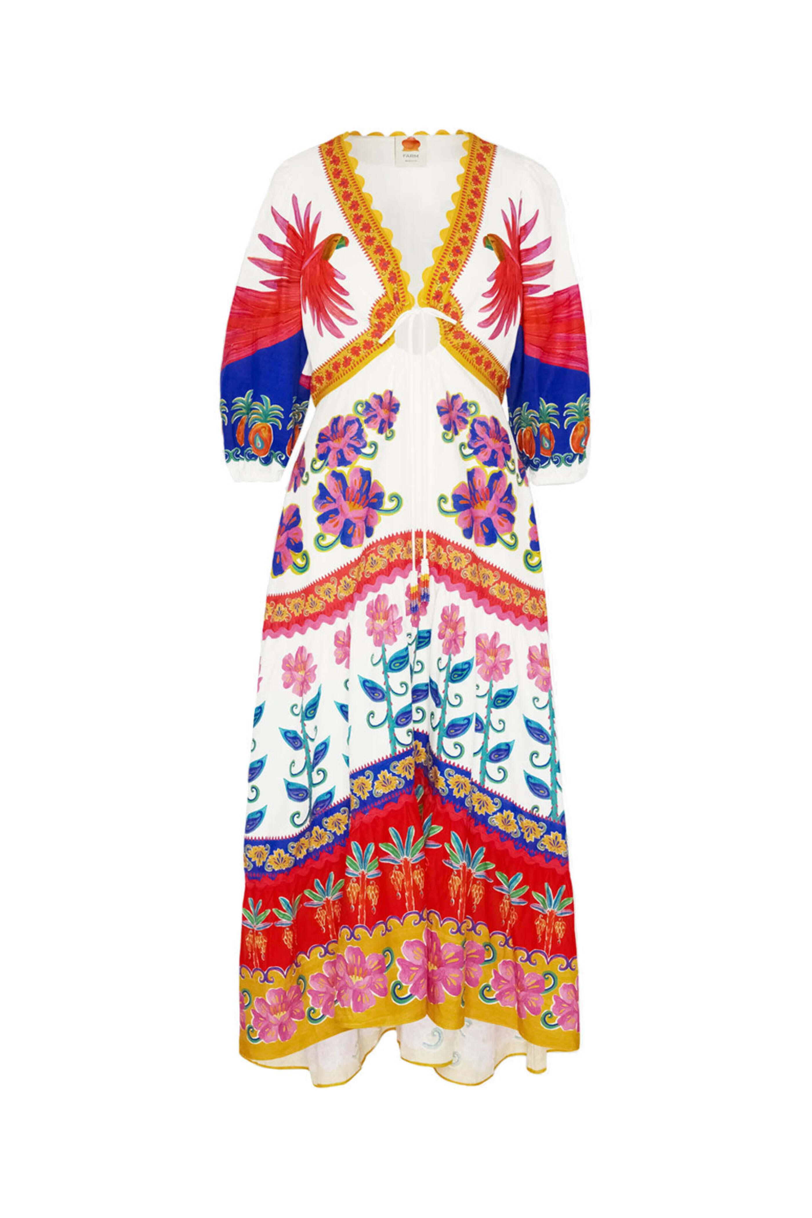 Farm Rio - Vivid Garden Off White Maxi Dress | Mitchell Stores