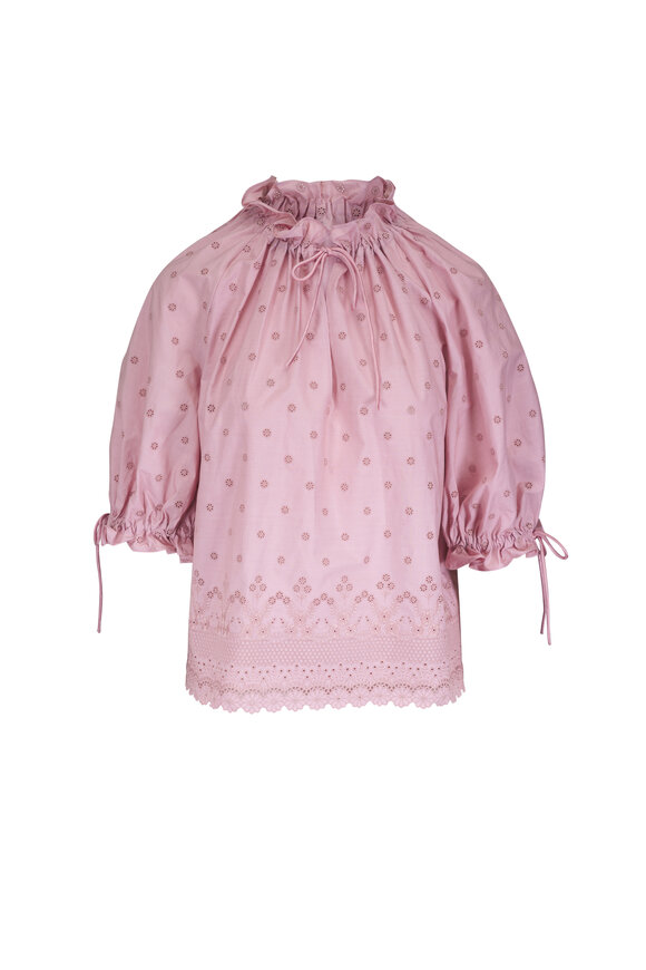 Valentino Sangallo Pink Fleurs Ajours Margheritine Lace Top
