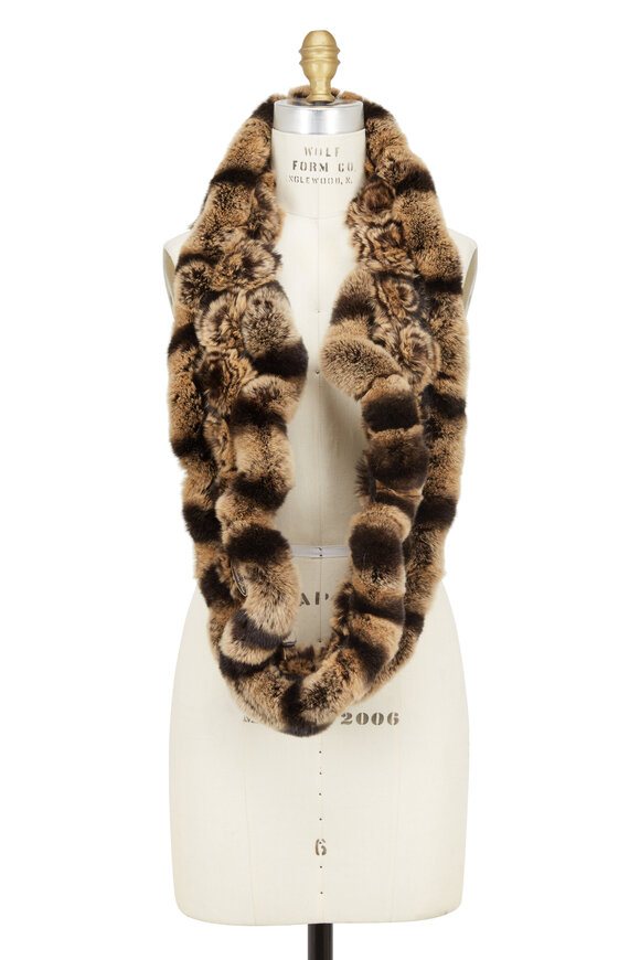 Viktoria Stass - Brown Rosette Fur Infinity Scarf