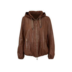 ジャケット BRUNELLO CUCINELLI Women Jackets M0PCL208X C7495 Brown Brunello Cucinelli Suede Leather Jacket - Brown | M0PCL208XC7495