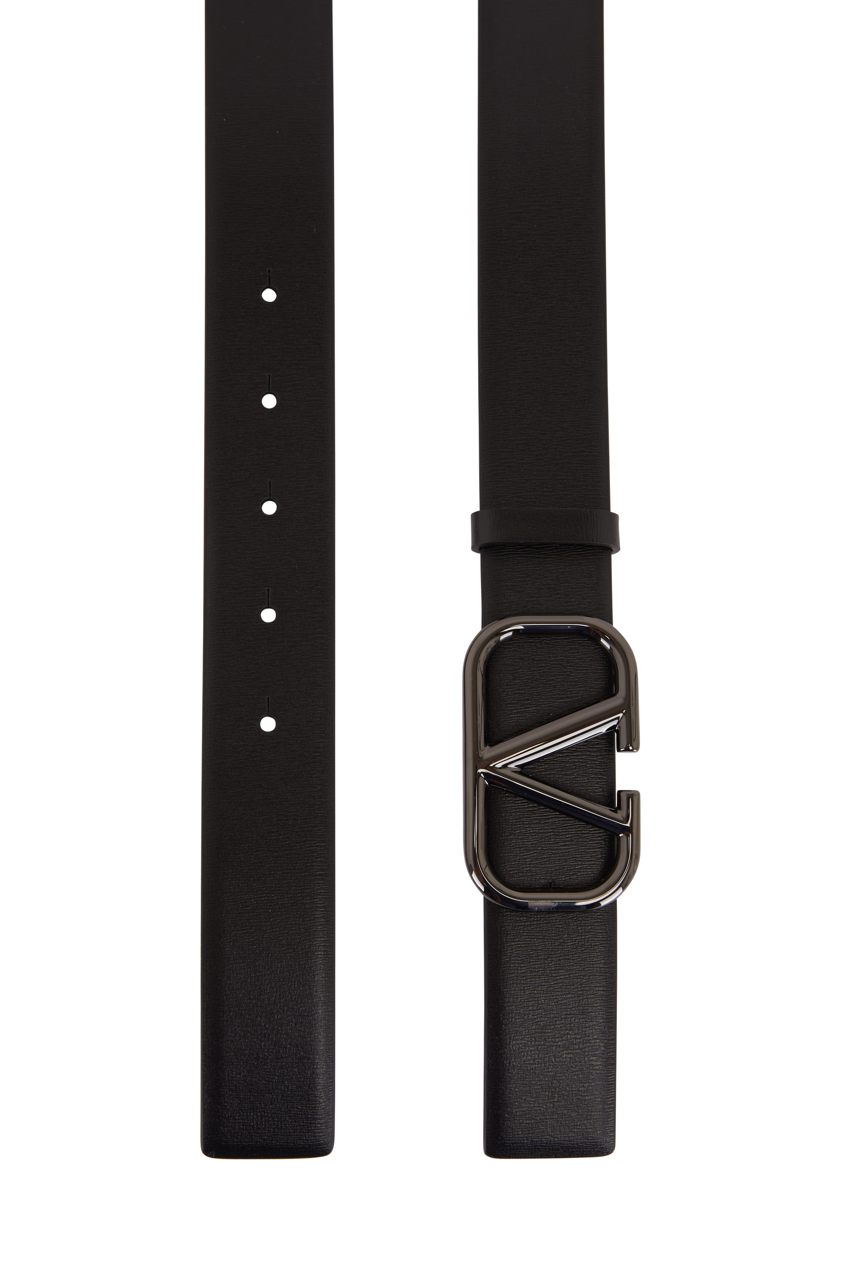 Valentino Garavani Vlogo 30mm Reversible Leather Belt In Black