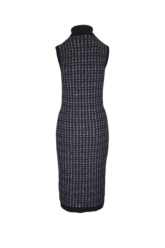 D.Exterior - Black & White Tweed Knit Midi Dress