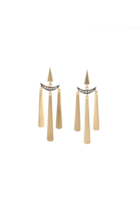 Sylva & Cie Diamond Moon Tassel Earrings - view 1