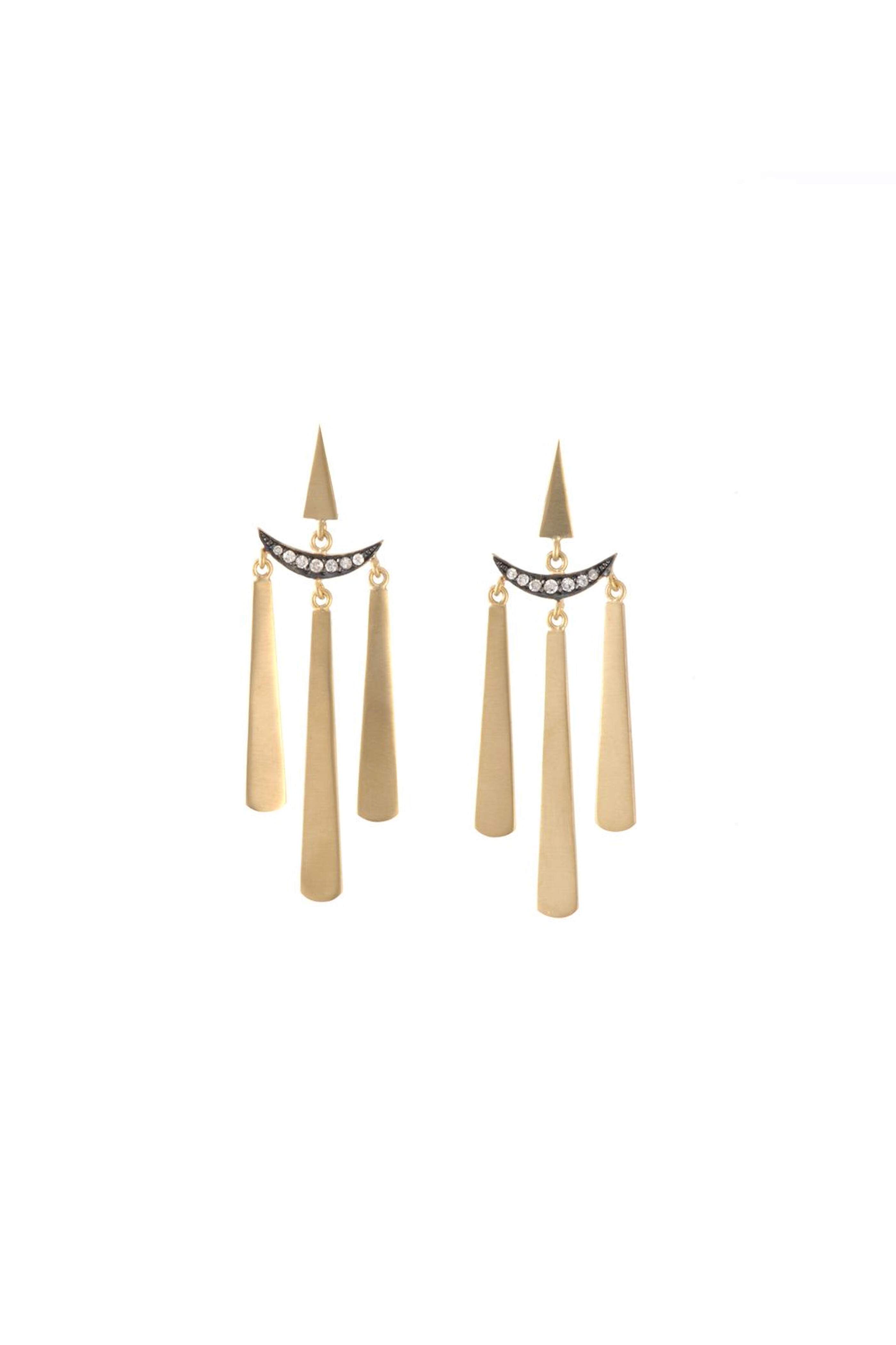 Sylva & Cie - Diamond Moon Tassel Earrings