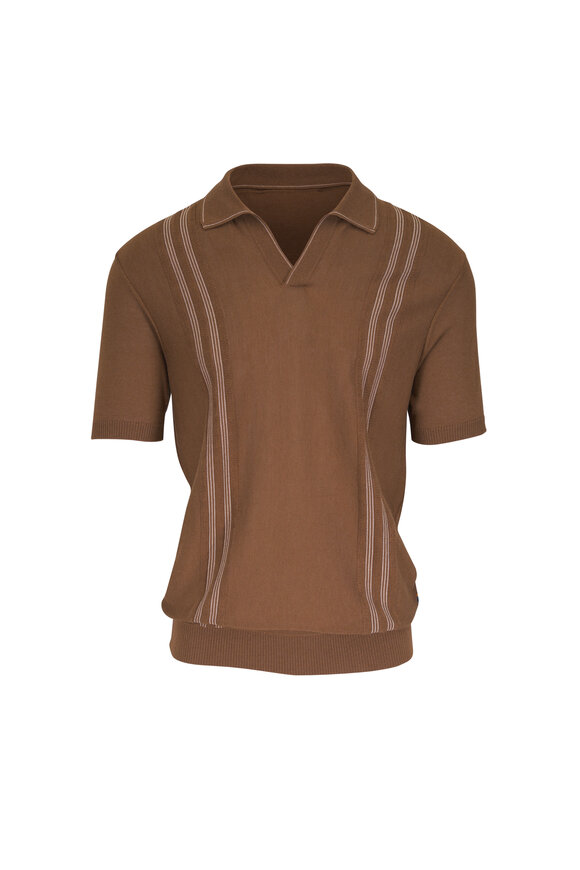 Orlebar Brown Horton Chestnut & Chai Silk-Cotton Knit Polo - view 1