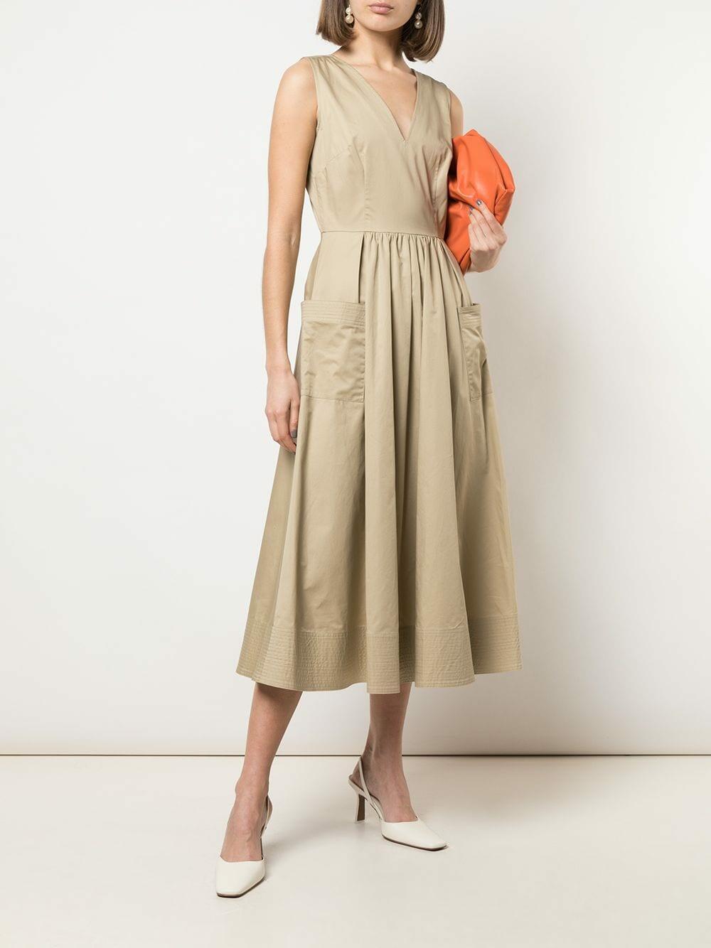 CO Collection - Taupe Sleeveless Trapunto Hem Dress