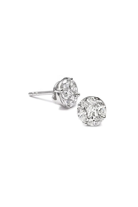 Nam Cho 18k White Gold Round Diamond Stud