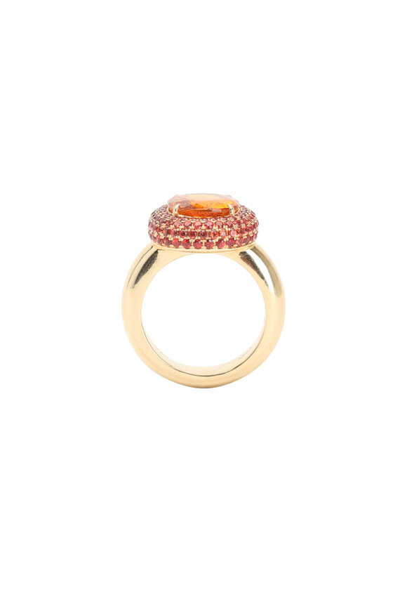 Frank Ancona - 18K Yellow Gold Orange Sapphire Cocktail Ring