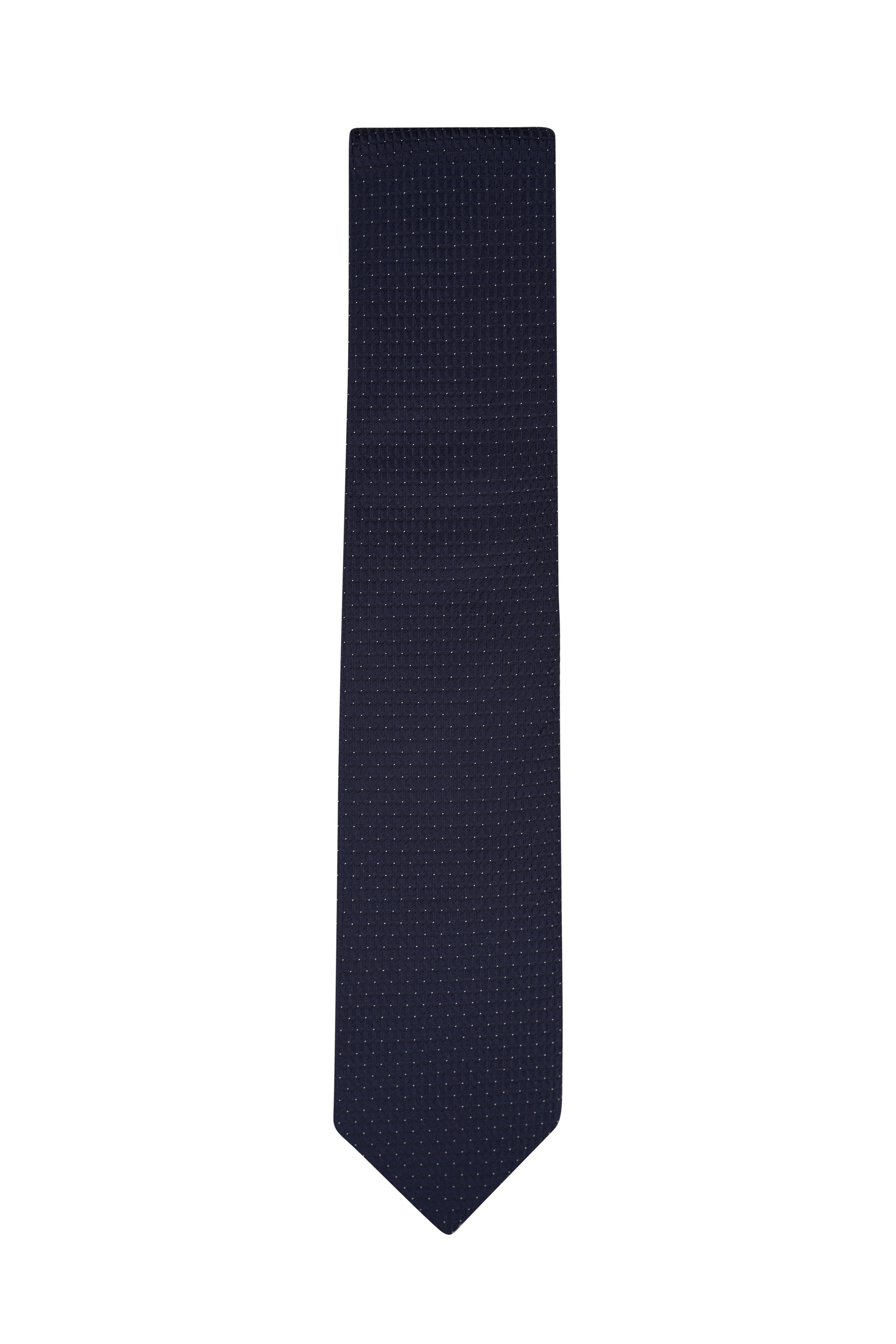 Dolce Punta - Navy Blue Square Textured Silk Necktie