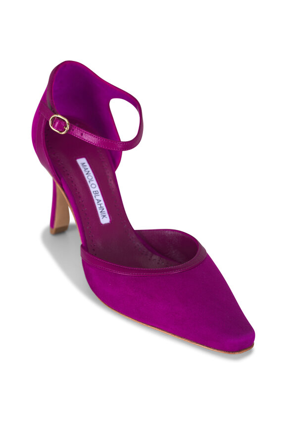 Manolo Blahnik Verdusan Hydra Burgundy Suede Pump, 90mm - view 1