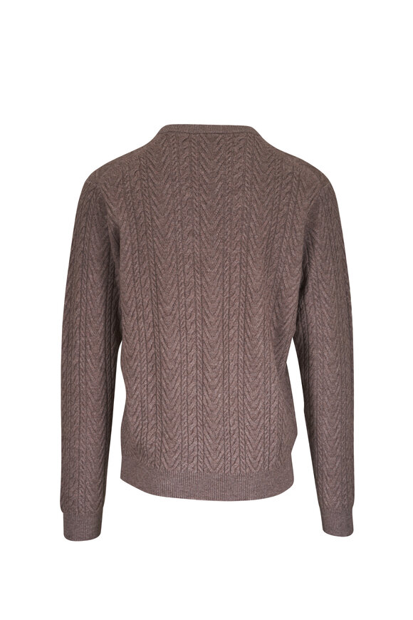 Peter Millar Taupe Crescent Cable Knit Sweater - view 2