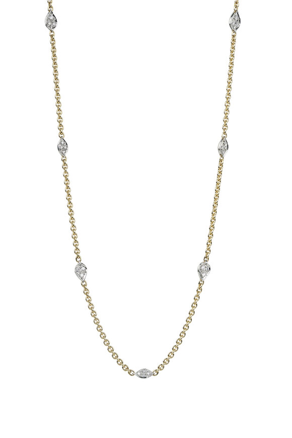 Aaron Henry Yellow Gold Cable Chain Diamond Station Necklace