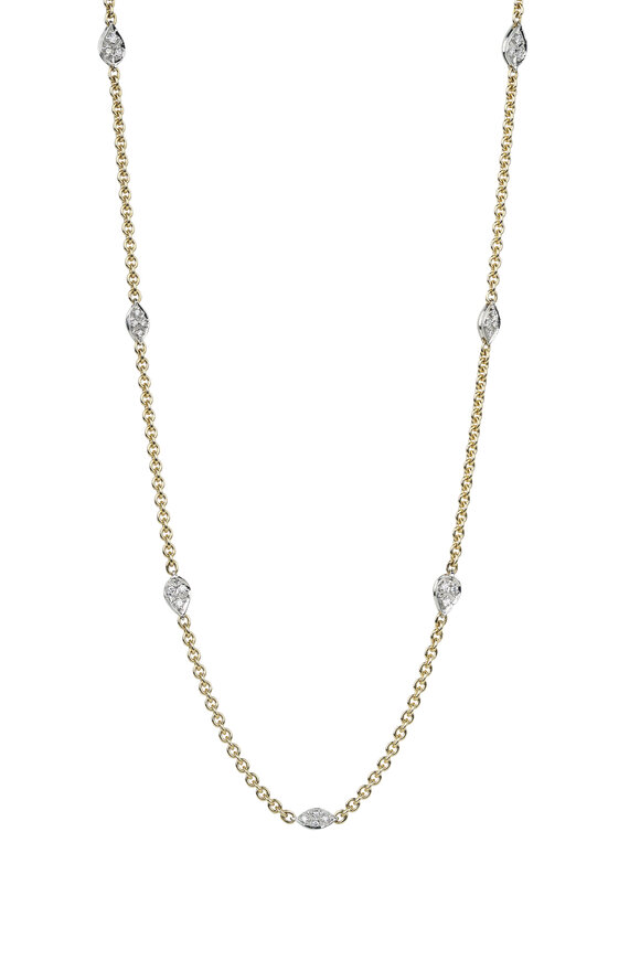 Aaron Henry - Yellow Gold Cable Chain Diamond Station Necklace