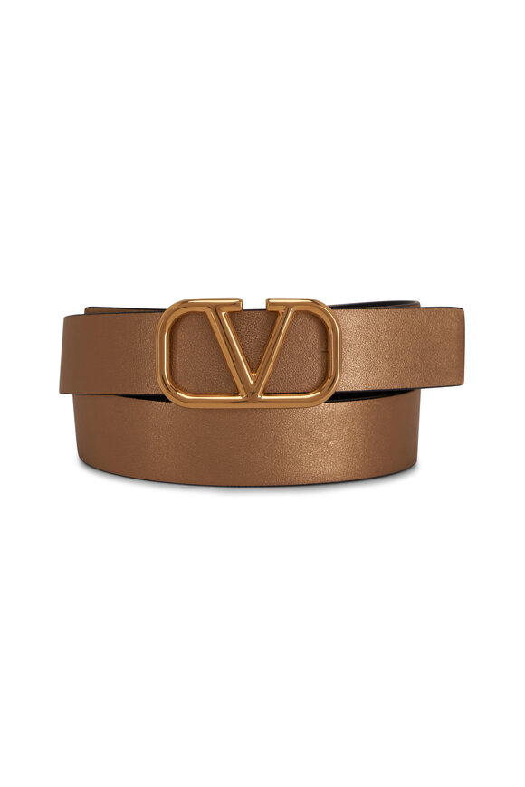 Valentino Garavani - Black & Gold VLogo Reversible Belt 