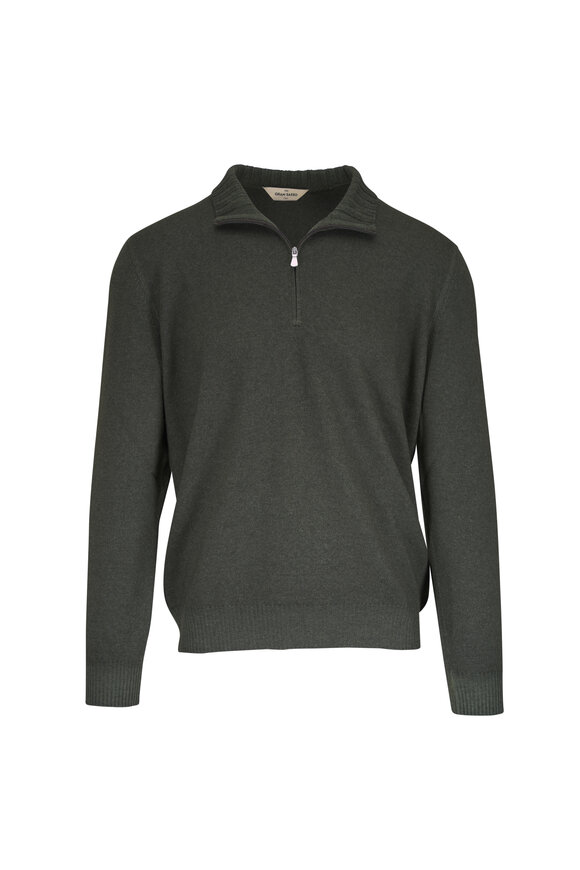 Gran Sasso Vintage Olive Quarter Zip Sweater - view 1