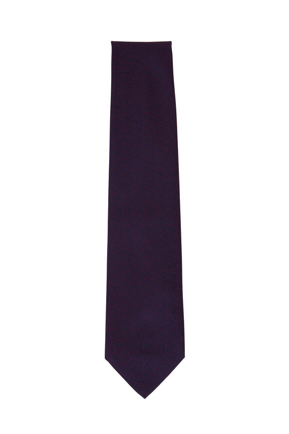 Charvet - Navy Blue & Burgundy Textured Silk Necktie
