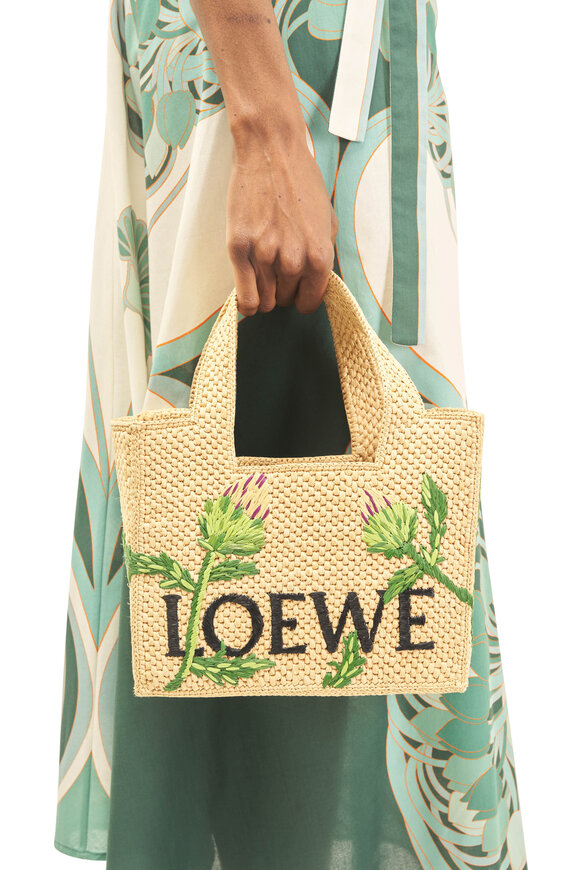 Loewe Small Loewe Font Raffia Artichoke Tote - view 2