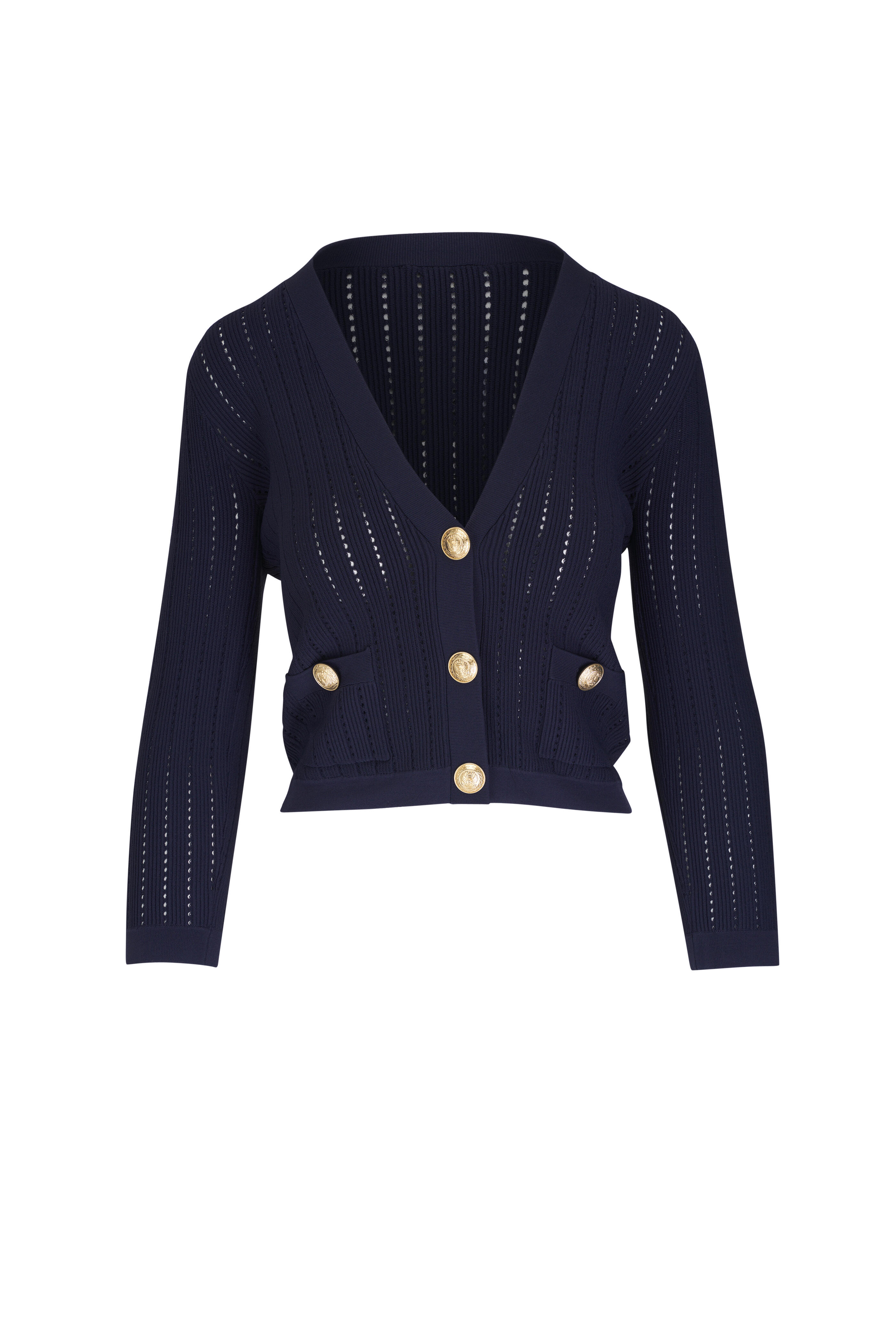 L'Agence - Irvin Midnight Pointelle Knit Cardigan
