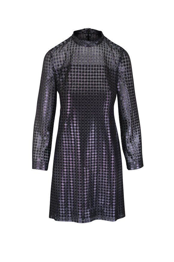 Akris Punto Brushed Steel Metallic Dot Embroidered Blouse
