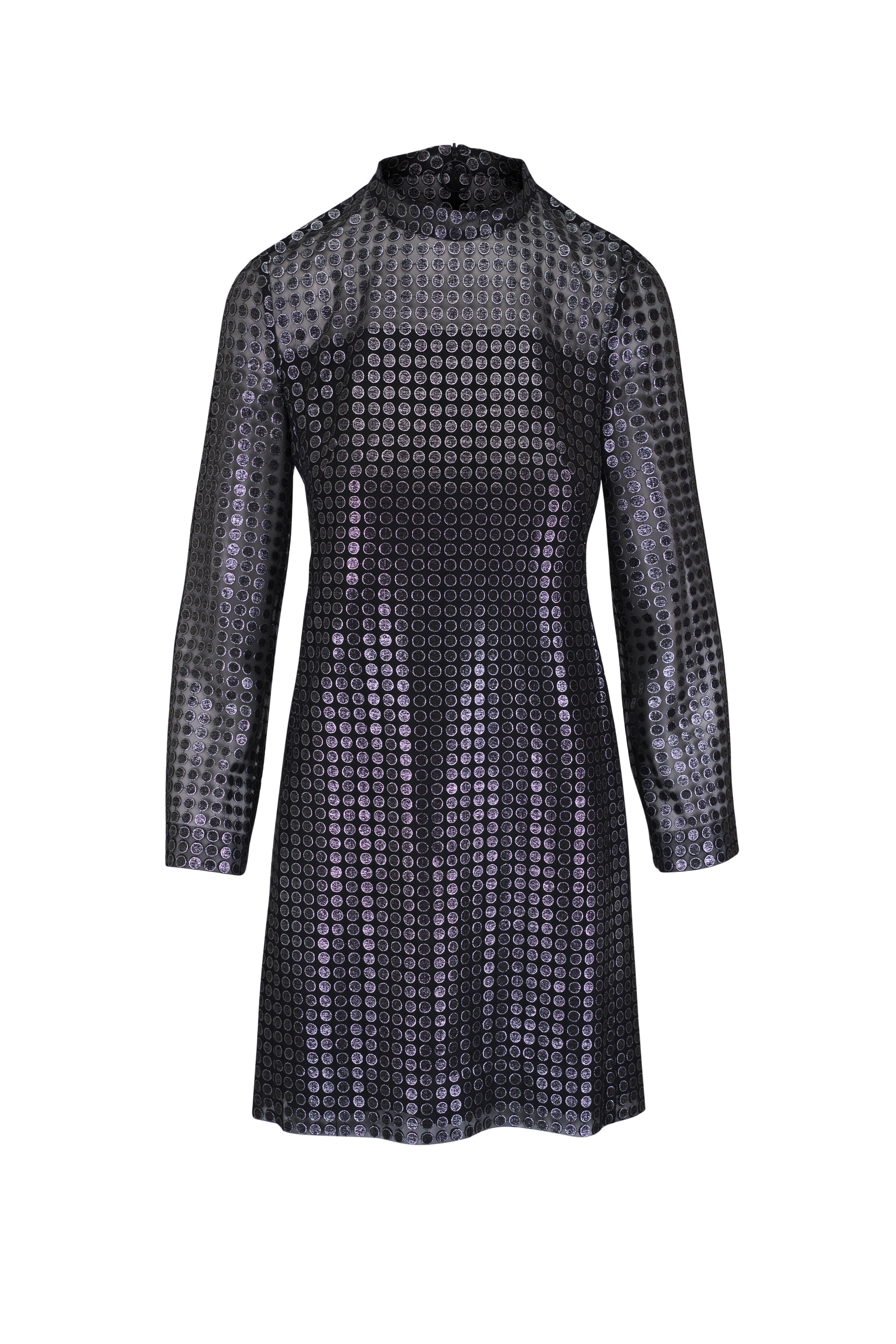 Akris Punto - Brushed Steel Metallic Dot Embroidered Blouse