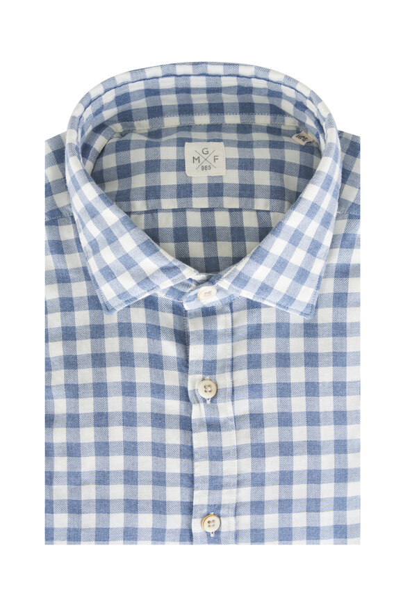 GMF Blue & Cream Check Cotton Sport Shirt - view 1