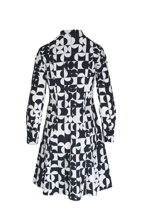 Akris Punto - Cream & Black Half Circle Print Cotton Shirtdress