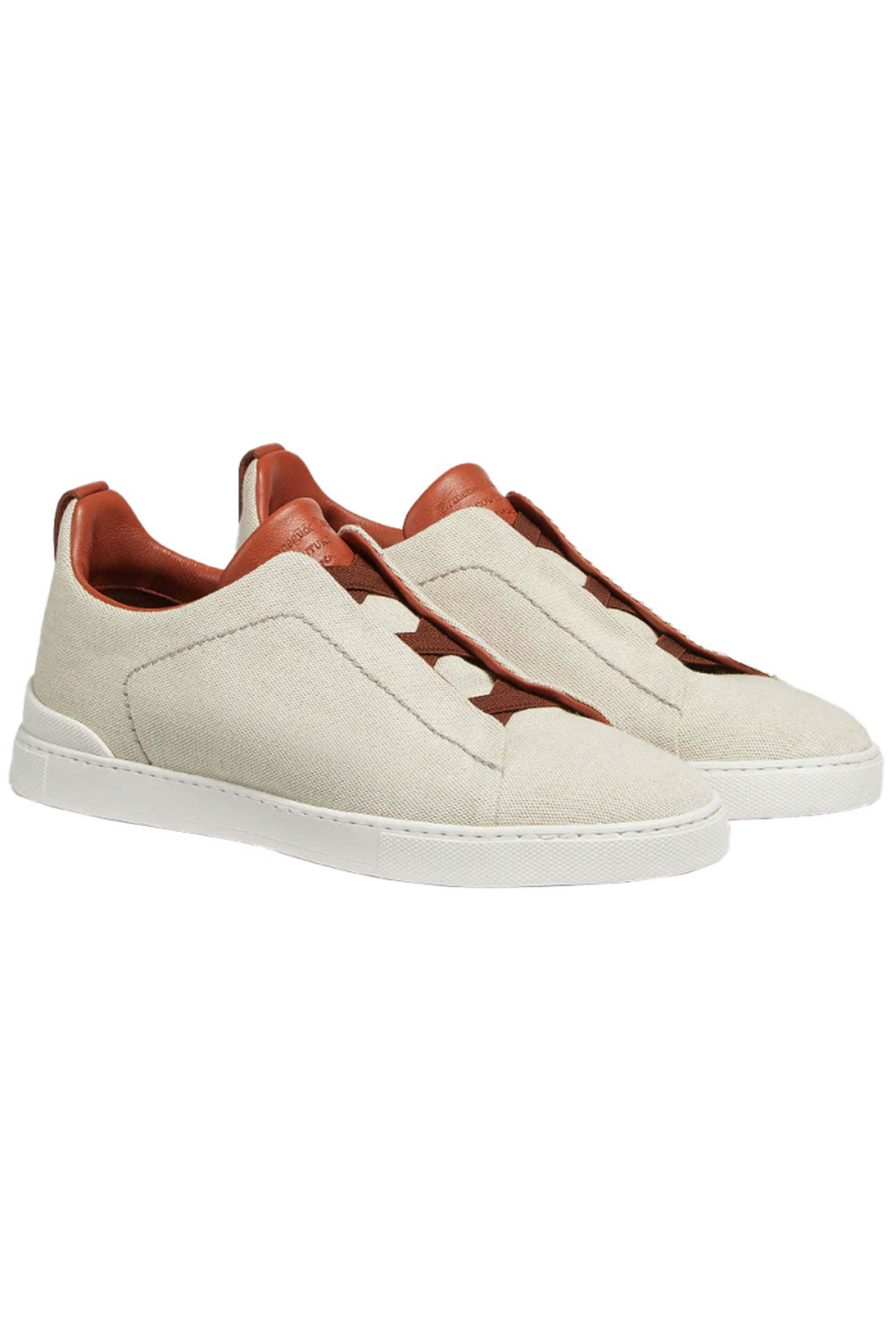 Zegna - Canvas Triple Stitch Sneaker in Off White