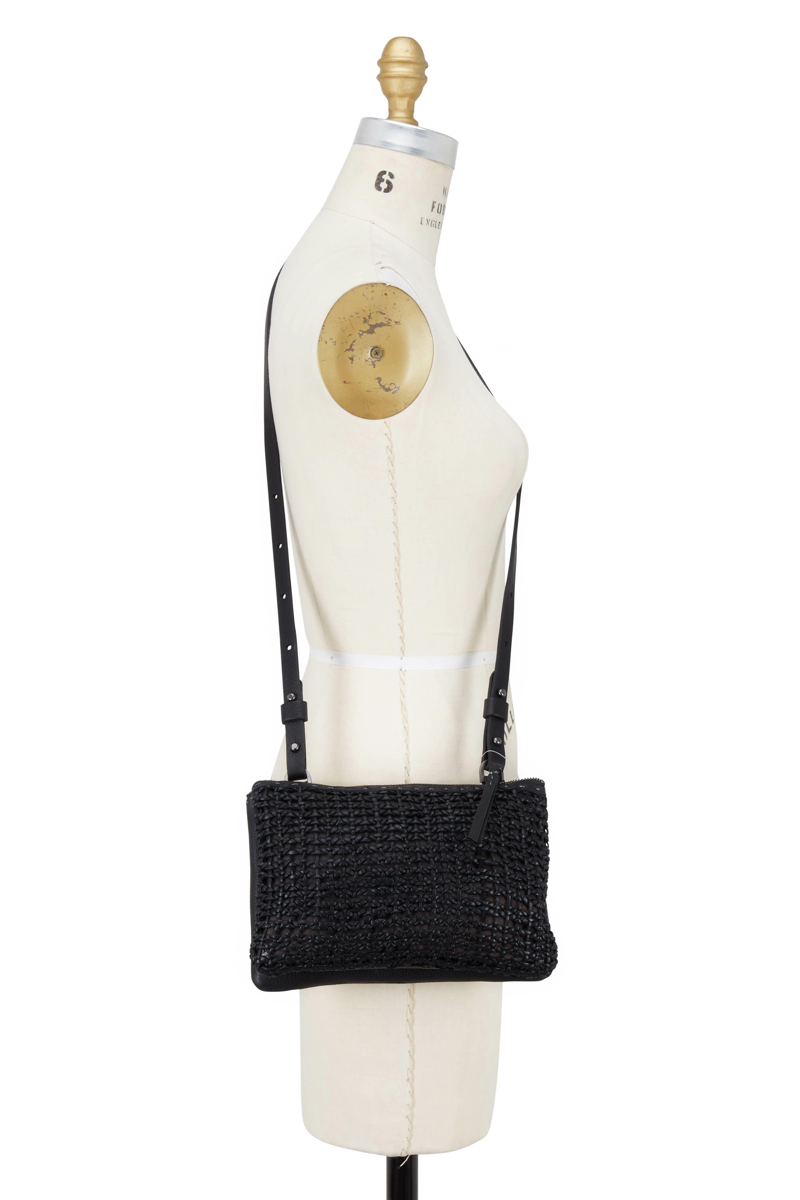 Henry Beguelin - Zedda Black Woven & Smooth Double Crossbody