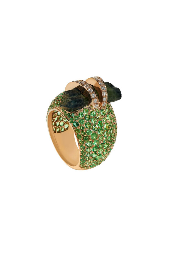 Clara Chehab Lunar Tsavorite & Tourmaline Bombee Ring