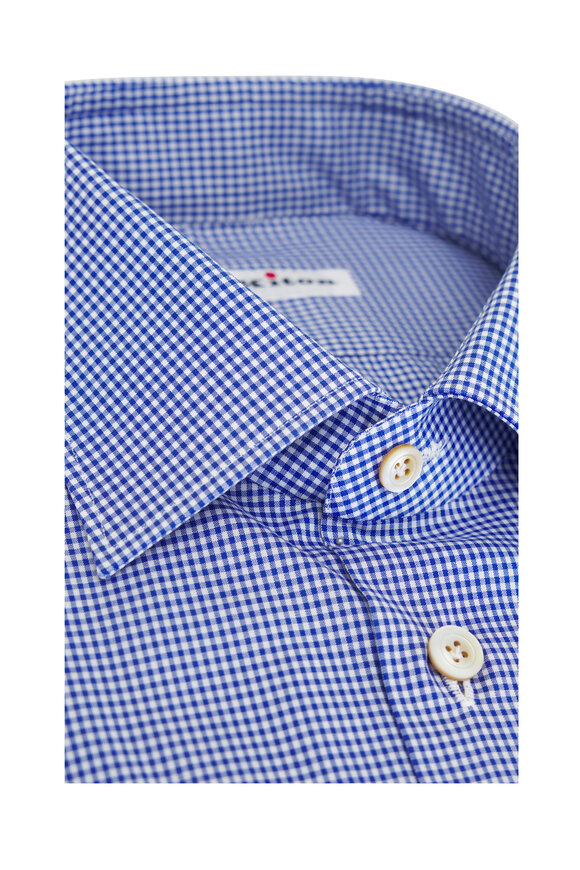 Kiton - Navy Small Check Cotton Dress Shirt