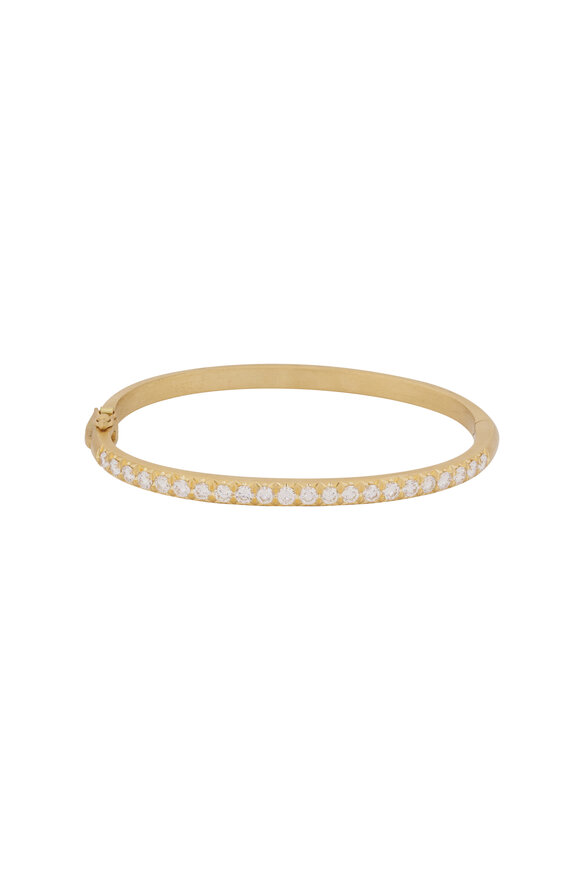 Caroline Ellen 18k Yellow Gold Single Row Diamond Hinge Bracelet - view 1
