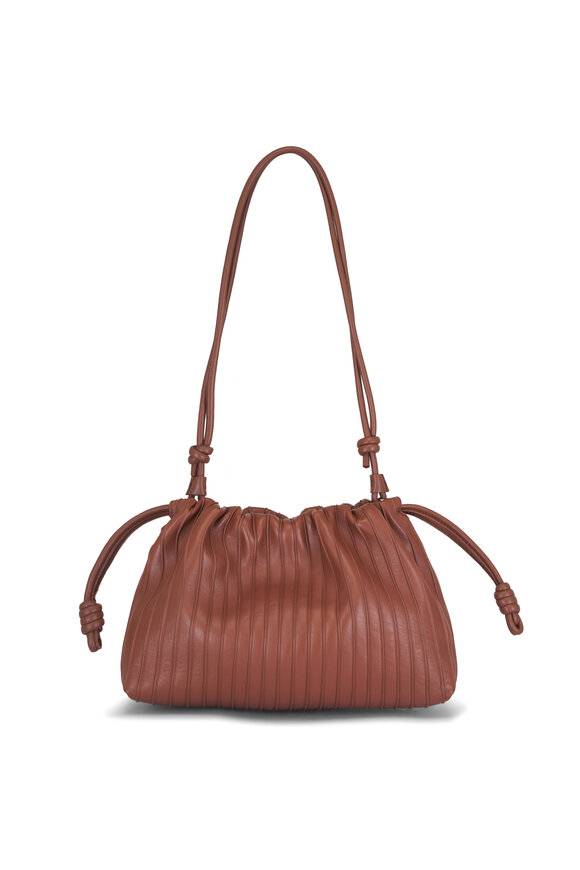 Loewe Medium Flamenco Pecan Pleated Leather Clutch - view 1