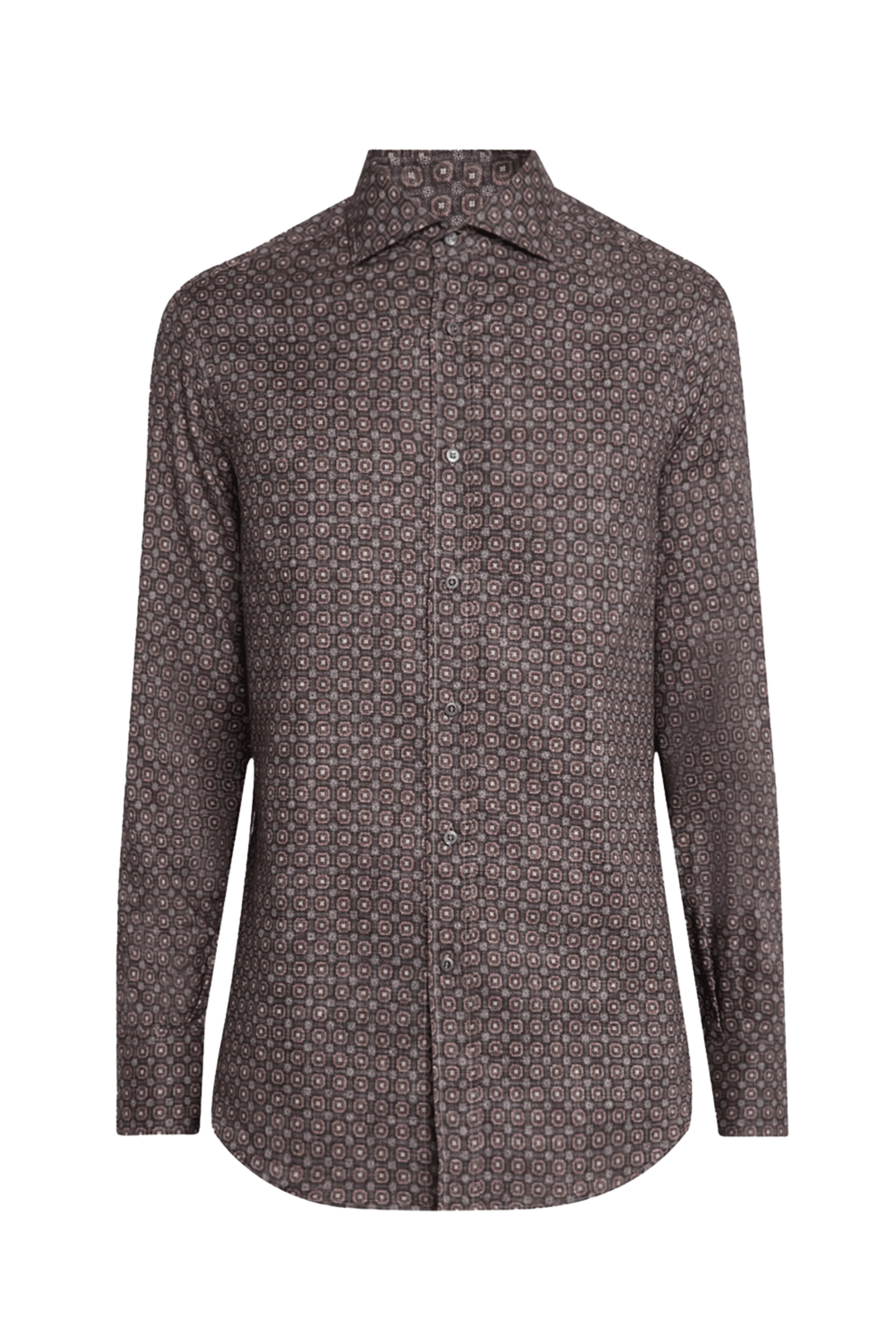 Brunello Cucinelli - Dark Brown Geometric Sportshirt