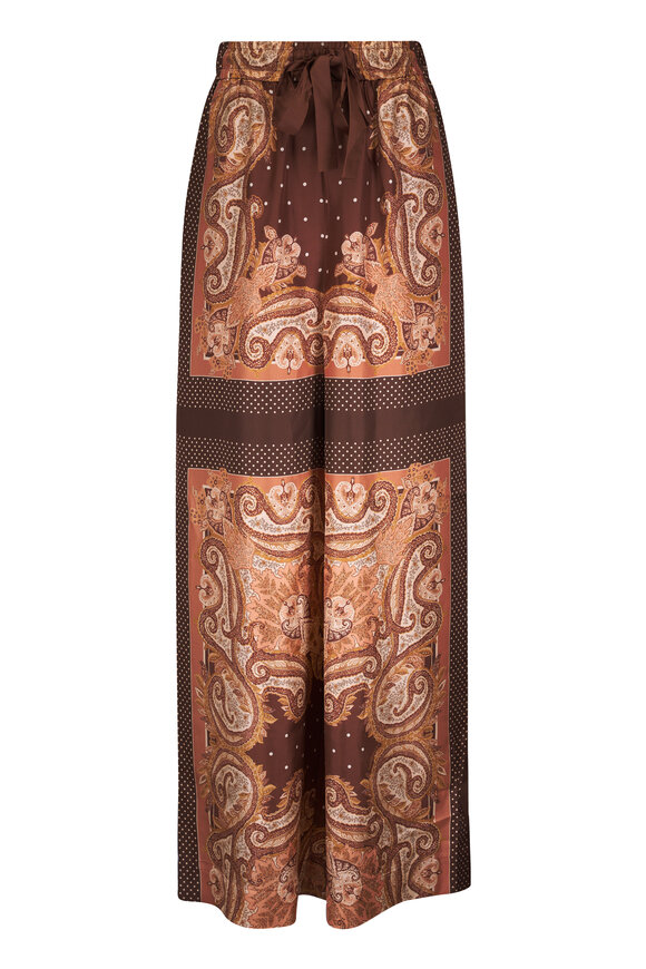 Zimmermann Luna Caramel Paisley Silk Track Pant