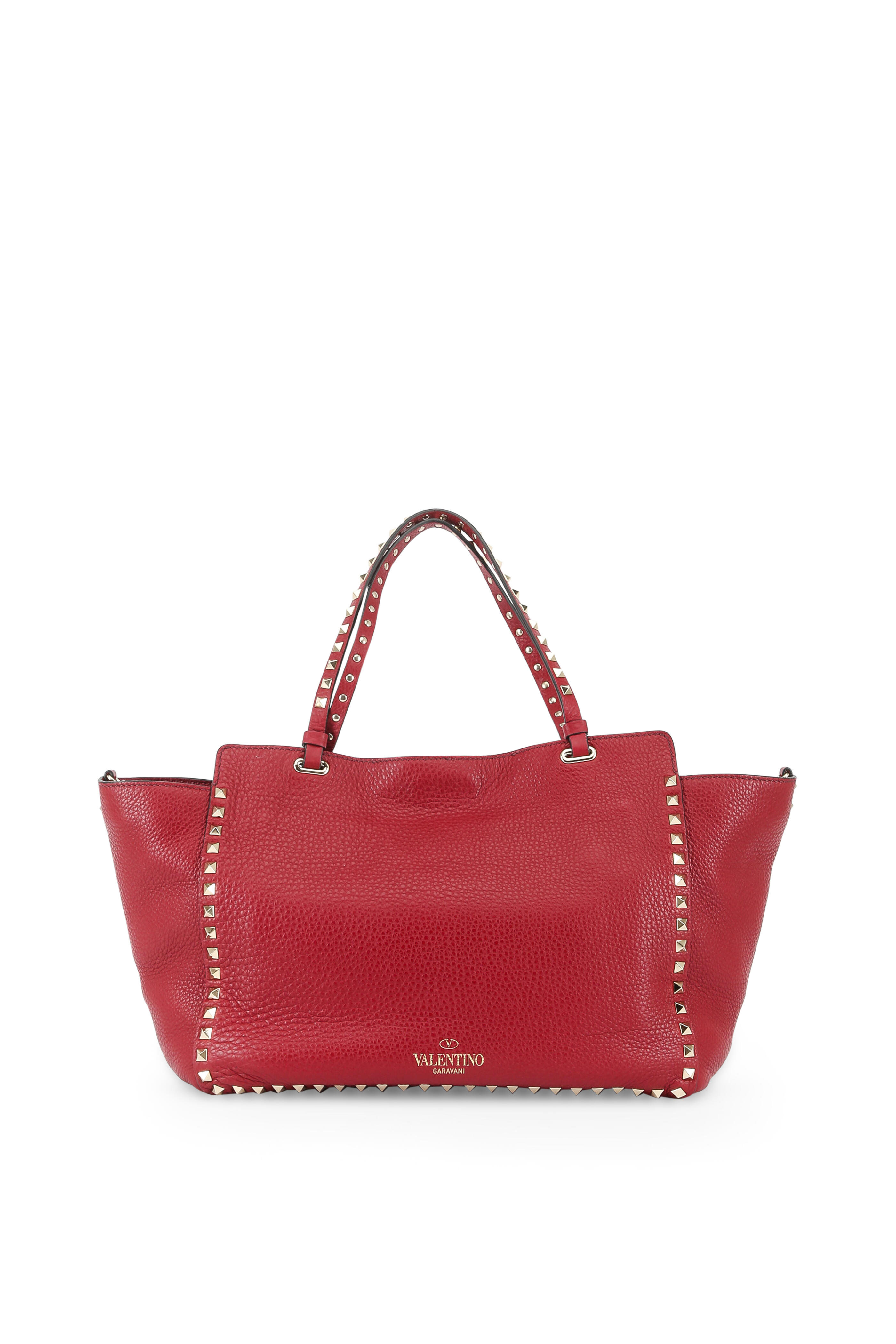 Valentino Garavani - Rockstud Rubino Red Leather Medium Tote