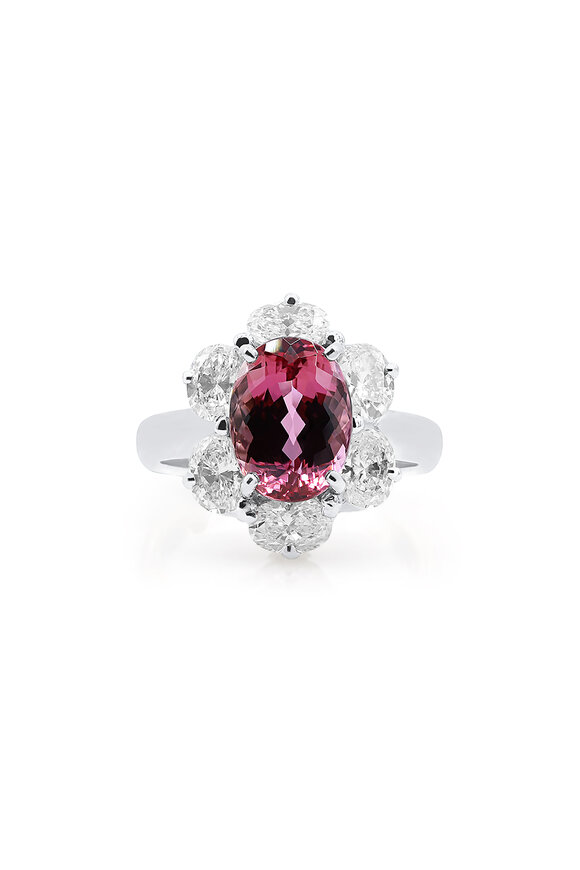 Oscar Heyman - Platinum Pink Imperial Topaz & Diamond Ring 
