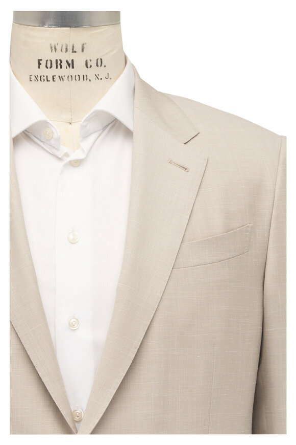 Zegna Light Beige Wool, Silk & Linen Crossover Sportcoat