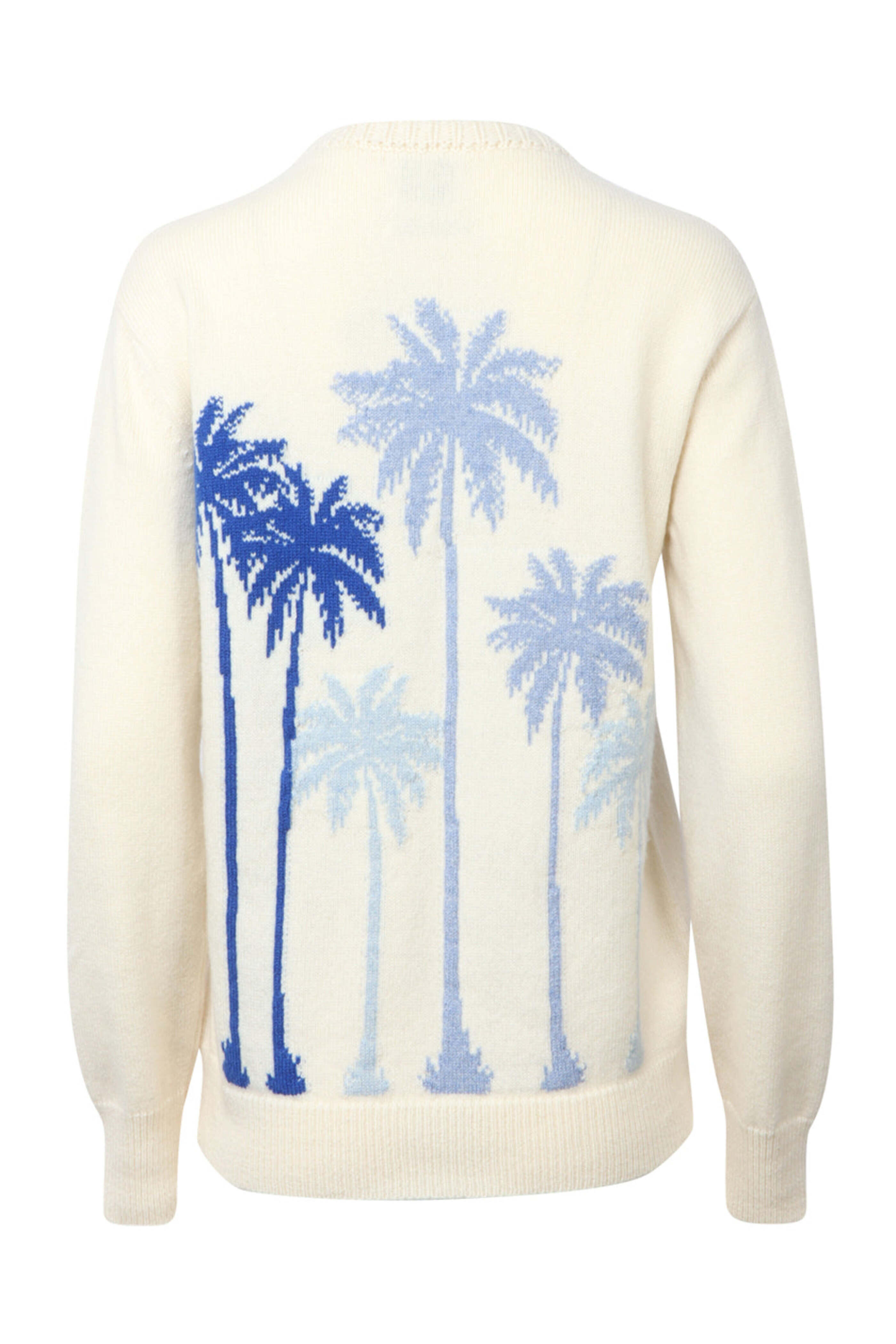 Harden - White and Blue Palm Tree Crewneck Sweater