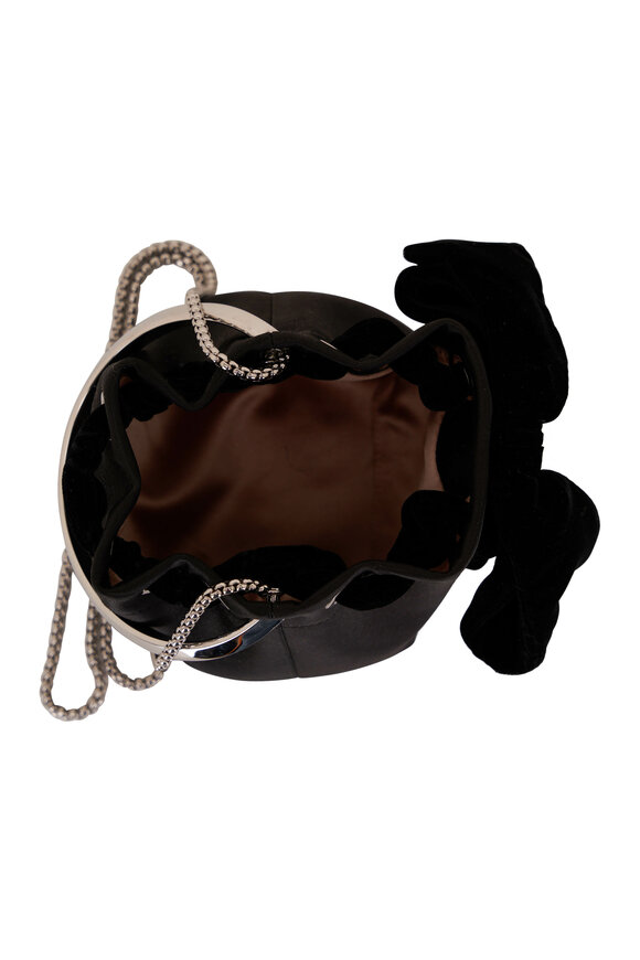 Jimmy Choo - Bon Bon Black Velvet Rhinestone Chain Bucket Bag