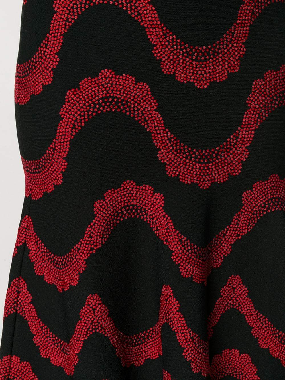 McQueen - Black & Red Jacquard Knit Midi Dress